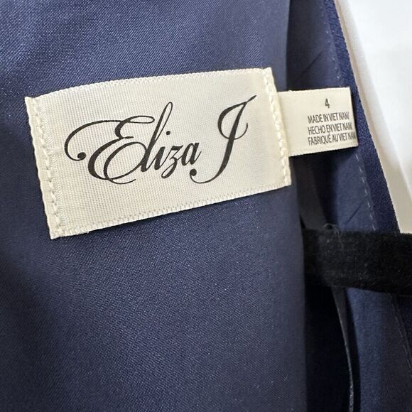 NWT Eliza J Wide Leg Faux Wrap Jumpsuit Women's Navy Blue Size 4 - Picture 5 of 6